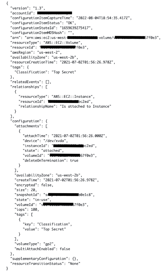 EBS Volume Configuration Item